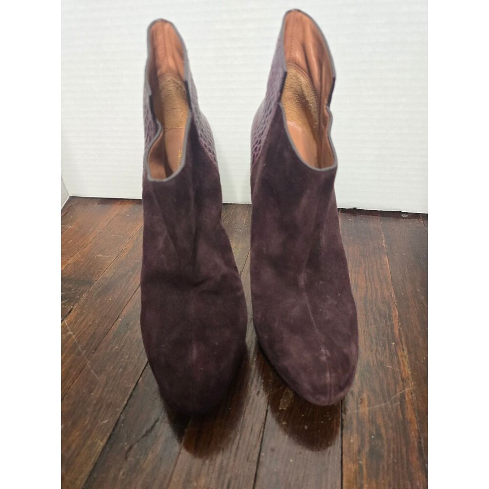 Sigerson Morrison Wine Suede Cut Out Python Stile… - image 2